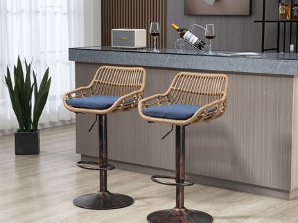 Modern Swivel Bar Stools Adjustable Counter Chairs With Footrest (Set of 2)
