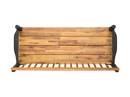 Slatted Bench With Built In Shelf