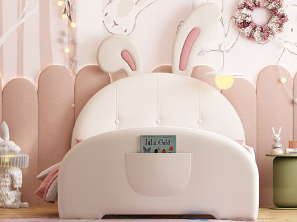 Upholstered Rabbit-Shape Princess Bed With Headboard And Footboard
