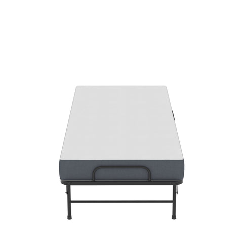 Twin Folding Bed With Memory Foam Mattress, On Wheels, Portable Bed For Adults & Guests - Black