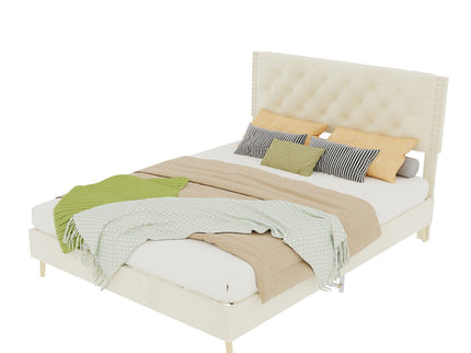 Upholstered Bed With Tufted Headboard