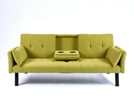 Sofa Bed With Foldable Design And Cup Holder - Green