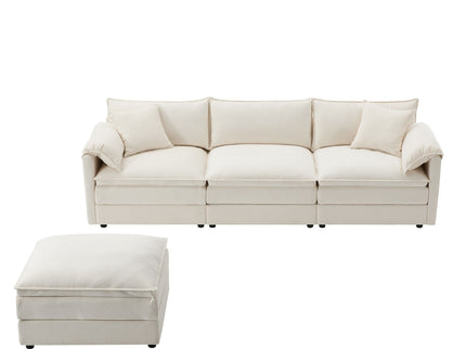 Modular Sectional With Deep And Wide Seat, Cloud Couch Set With Double Cushions Sofa With Movable Ottoman