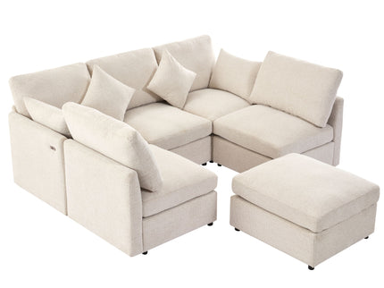 Sectional Sofa Modular U-Shaped With Ottoman & USB Ports