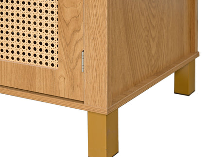 Tall Arched Cabinet With Rattan Doors & Adjustable Shelves
