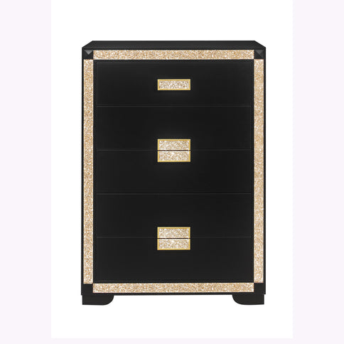 Lively - Chest With Glitter Detail And Thick Bar Handle Hardware - Black