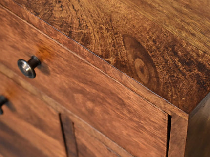 4 Drawer Multi Bedside Table - Chestnut