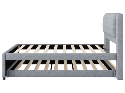 Upholstered Platform Bed With Multifunctional Trundle