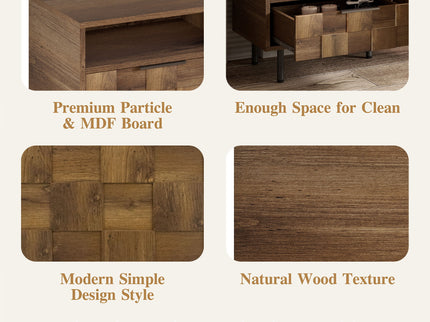 TV Stand With 2 Drawers, Media Console Table For TVs Up To 85'' - Natural