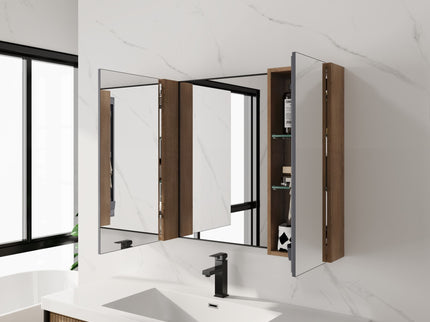 43.3" Wall Mounted Bathroom Cabinet With Adjustable Shelves, Door Storage Cabinet - Imitative Oak