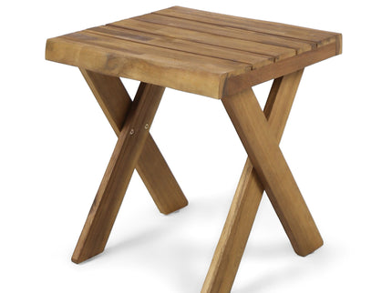 Passion - Outdoor Side Table With Cross Base And Slatted Top - Teak