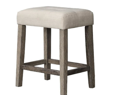3 Piece Counter Bar Dining Set Table With Electric Outlet And 2 USB Ports, Tufted Upholstered Stools - Brown / Beige