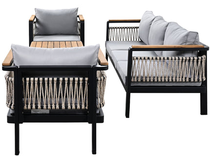 4 Pieces Outdoor Sectional Sofa Set 5 Person Patio Seating Group Outdoor Conversation Set With Cushions And A Coffee Table For Patios