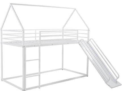 Twin Over Twin House Bunk Bed With Ladder And Slide