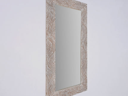 Handcarved Rectangle Mirror Accent With 3mm Glass - Antique White