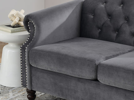 2 Seater Chesterfield Sofa With Rolled Arms And Nailhead Trim For Living Room