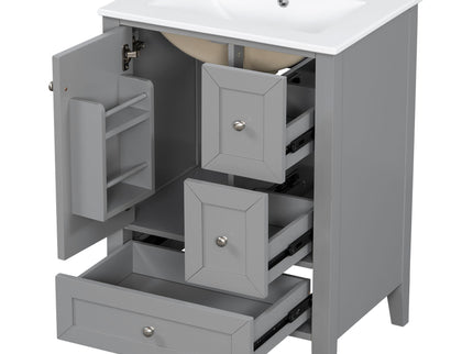 Modern Bathroom Vanity With Sink, Freestanding Cabinet With Drawers And Shelves