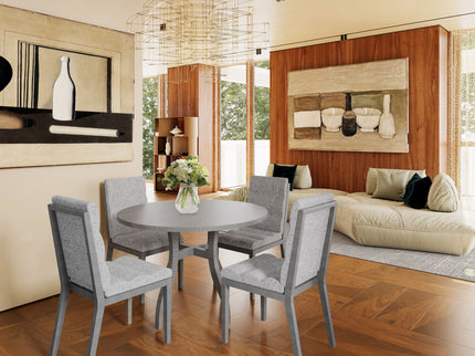 Tufted Upholstery Modern Dining Chairs (Set of 2) Sleek Comfort With Rubber Wood Frame - Gray / Oak