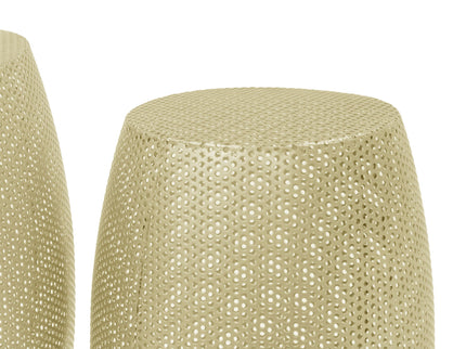 Modern Round Metal Hollow Side Table Set With Openwork Design - Gold