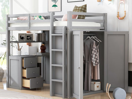 Loft Bed With Drawers, Desk, And Wardrobe