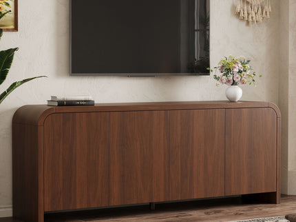Curved Edge TV Stand With Large Cabinets