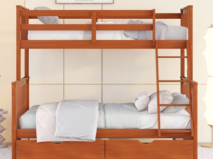 Bunk Bed With Ladders And 2 Storage Drawers