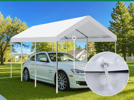 10 X 20 Ft Carport Canopy Cover Replacement Heavy Duty Waterproof Fabric With 36 Bungee Cords UV & Tear Resistant (Cover Only) - White