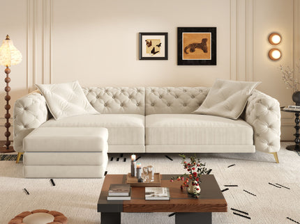 3 In 1 Convertible Sleeper, Deep Seat Pull Out Sofa Bed, Button Tufted