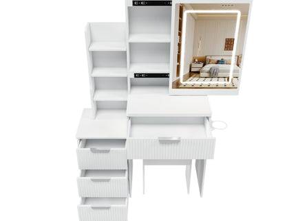 Modern Vanity Desk With 3 LED Lighting Modes, 4 Drawers