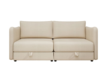 Modular Sectional Sofa With Storage, Convertible 2 Seater Sleeper Sofa - Beige