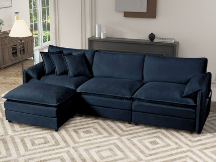 Modern Comfy Deep Seat Modular Sectional Sofa Cloud Couch With Ottoman