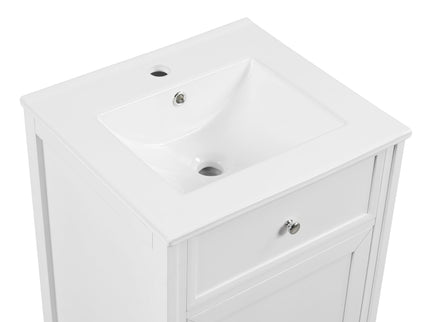 20" Bathroom Vanity With Sink, Soft Closing Cabinet Door, Adjustable Shelf & Storage Rack - White