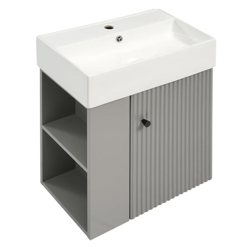 Modern Floating Bathroom Vanity With Ceramic Basin Perfect For Small Bathrooms