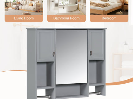 Wall Mounted Bathroom Storage Cabinet With Mirror, Medicine Cabinet With Towel Bar