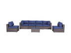Blue / 4 Pc. 4 Seater Sectional, 2 Chairs, Table