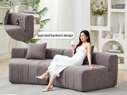 Curved Sectional Sofa With 2 Pillows For Living Room - Gray