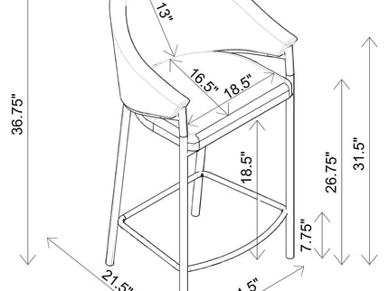 Sloped Arm Counter Stools (Set of 2) - Beige