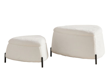 Upholstered Storage Ottoman Set With Reversible Lid
