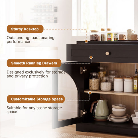 Modern Sideboard Cabinet With 1 Drawer And 2 Arched Doors