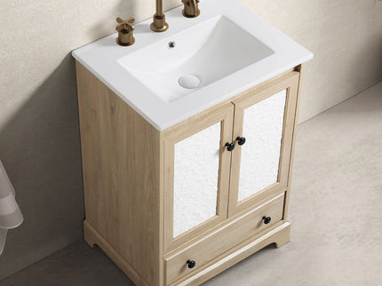 Bathroom Vanity With Basin, 1 Drawer Free Standing Storage - Brown