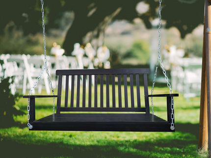 Front Porch Swing With Armrests For Outdoor Patio, Garden Yard, Backyard Or Sunroom