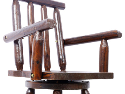 Rustic Bar Stool, Fir Wood Construction, Wide Armrest