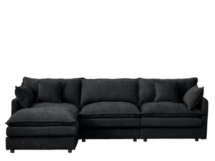 L Shaped Modular Sectional Sofa With Movable Ottoman, 3 Seater Comfortable Seating