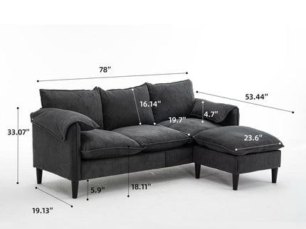 Convertible Combination Sofa With Footstools With Storage