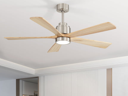52" Ceiling Fan With Remote Control, Dimmable 3 Color Temperature LED Light, Quiet Reversible DC Motor