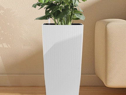 Square Large Planter With Automatic Watering System For Home And Garden (Set of 2) - White