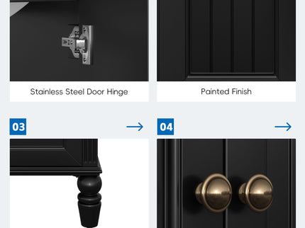20" Bathroom Vanity With Sink Cabinet With 2 Doors, 2 Drawer, Magnetic Door Stopper, Adjustable Feet, Drop In Sink - Black