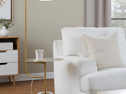 Symbol - Contemporary / Glam Floor Lamp Side Table - White Marble