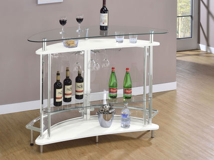 Strick - Freestanding Glass Top Home Bar Wine Cabinet - White