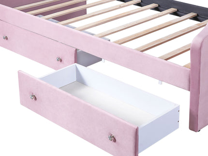 Upholstered Daybed With LED Lights And 2 Drawersme